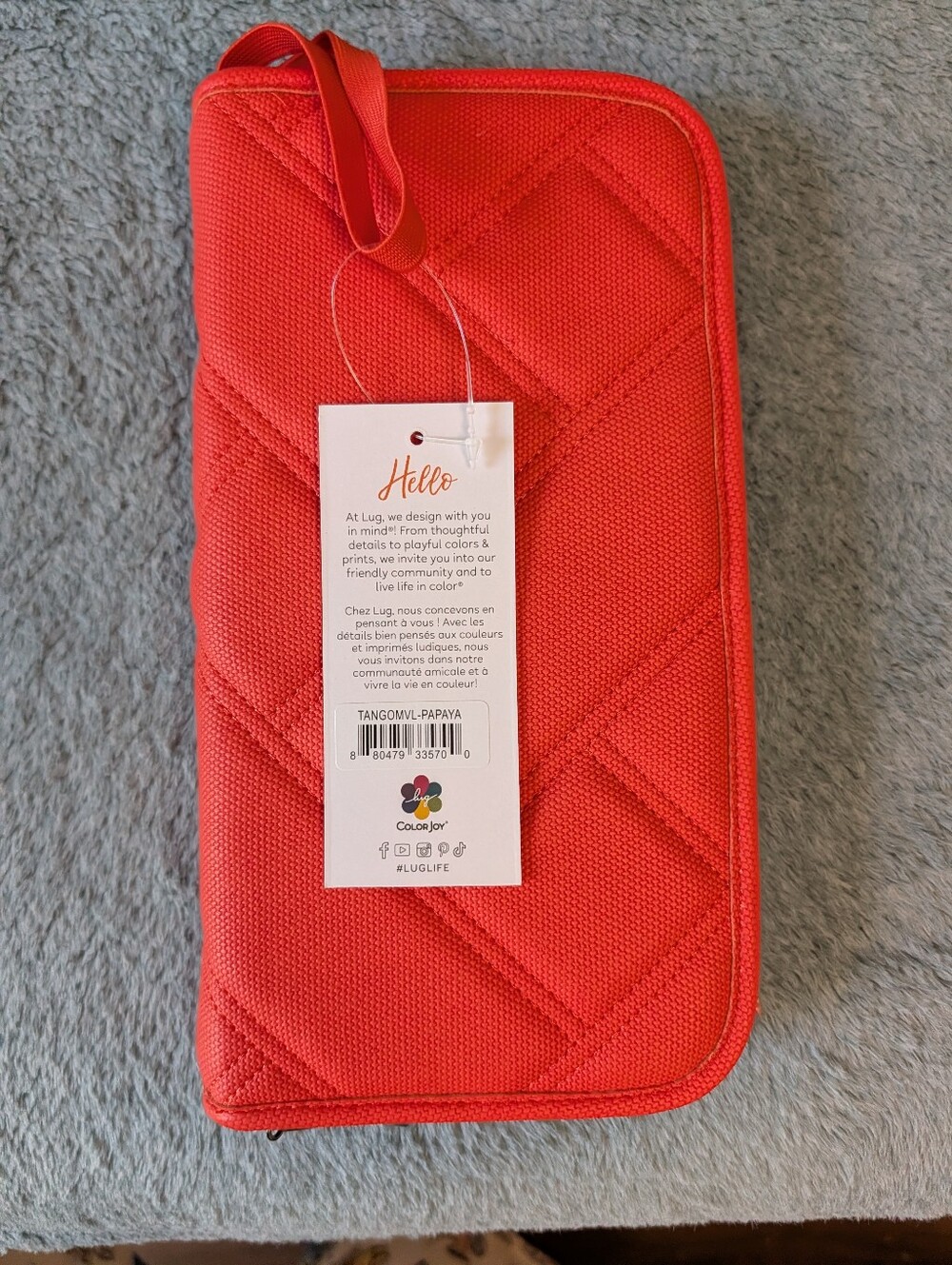 NWT Lug Tango Matte Luxe Travel Wallet with Wristlet In Papaya - Picture 2 of 5
